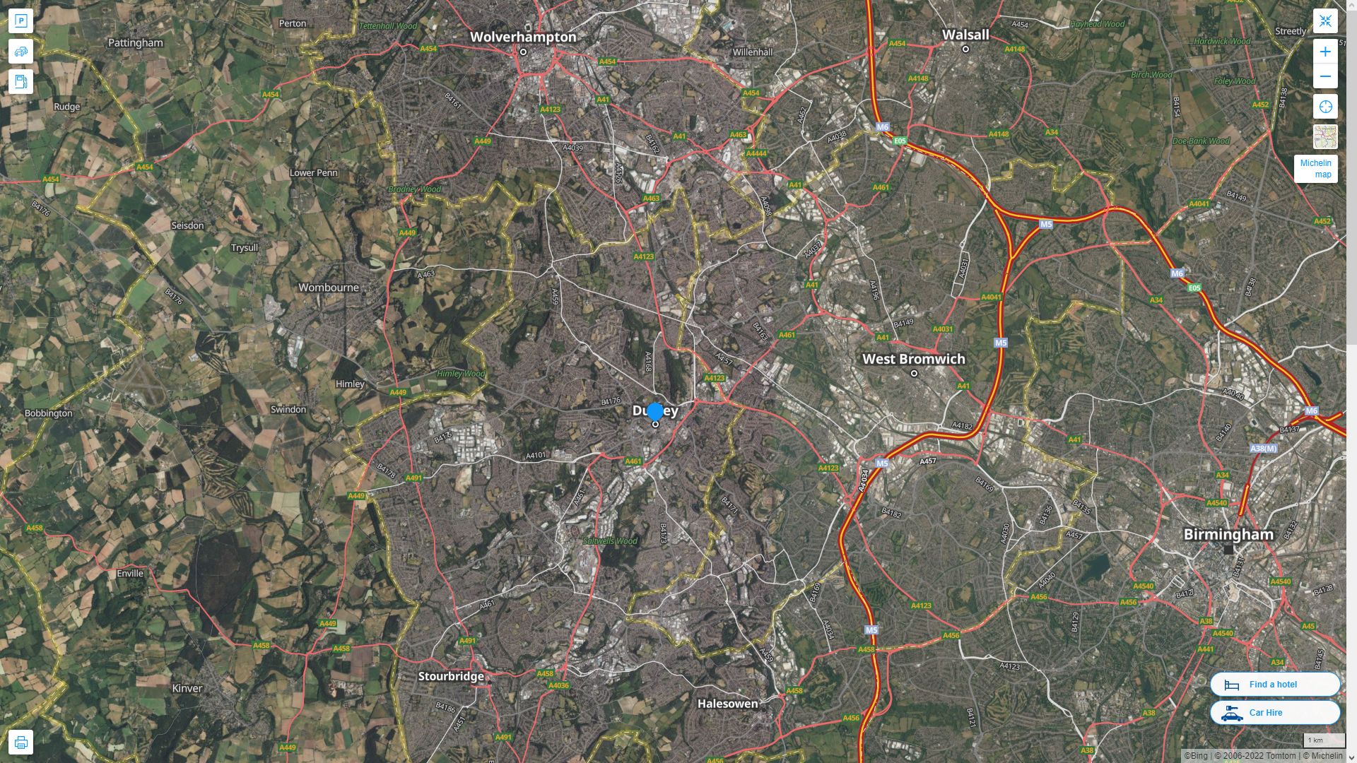 Dudley Highway and Road Map with Satellite View